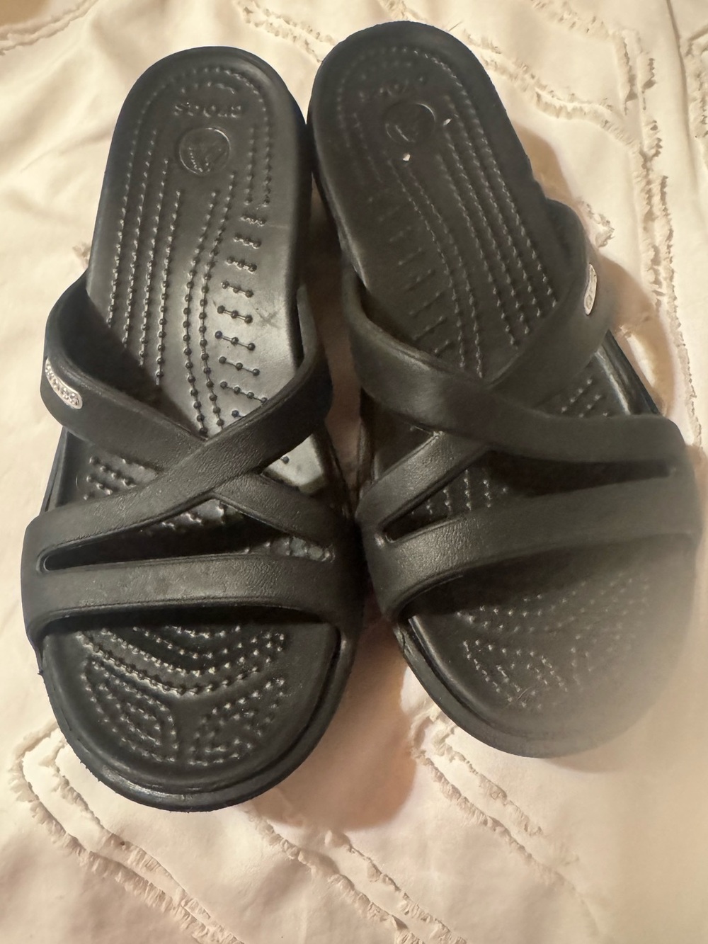 Women's Black Crocs Comfort Slide Sandals